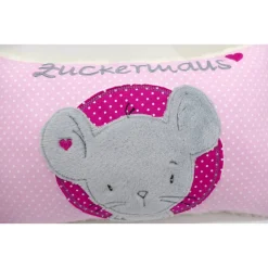 Maus im Doodlekreis - Namenskissen Taufkissen Kuschelkissen Kindergartenkissen Geburtsgeschenk  Schmusekissen