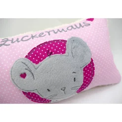 Maus im Doodlekreis - Namenskissen Taufkissen Kuschelkissen Kindergartenkissen Geburtsgeschenk  Schmusekissen