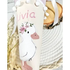 Mädchen Schultüte Geschwistertüte Ente Liese aus Stoff / Musselinstoff 35 cm