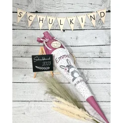 Mädchen Schultüte Hase Marie aus Stoff personalisiert 70 cm