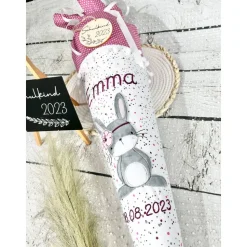 Mädchen Schultüte Hase Marie aus Stoff personalisiert 70 cm