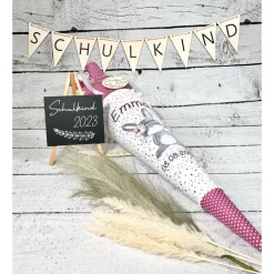 Mädchen Schultüte Hase Marie aus Stoff personalisiert 70 cm