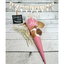 Mädchen Schultüte Hund und Mädchen aus Stoff personalisiert 70 cm