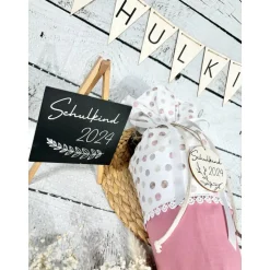 Mädchen Schultüte Hund und Mädchen aus Stoff personalisiert 70 cm