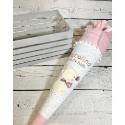 Mädchen Schultüte mit flauschiger Katze  Luna aus Stoff 70 cm