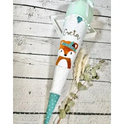 Mädchen Schultüte mit flauschigem Fuchs Fuchsmädchen Foxi aus Stoff 70 cm