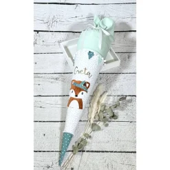 Mädchen Schultüte mit flauschigem Fuchs Fuchsmädchen Foxi aus Stoff 70 cm