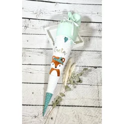 Mädchen Schultüte mit flauschigem Fuchs Fuchsmädchen Foxi aus Stoff 70 cm