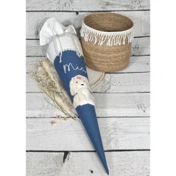 Mädchen Schultüte mit flauschigem Hund aus Stoff 70 cm