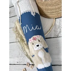 Mädchen Schultüte mit flauschigem Hund aus Stoff 70 cm