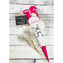 Mädchen Schultüte mit flauschigem Hase Marie aus Stoff 70 cm