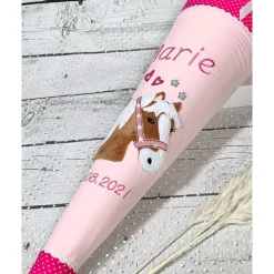 Mädchen Schultüte Pferd Lulu aus Stoff personalisiert 70 cm