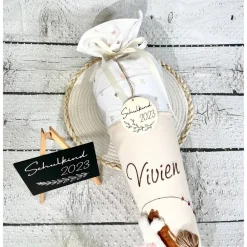 Mädchen Schultüte Pferd Pony Alma und Mädchen aus Stoff personalisiert 70 cm