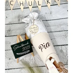 Mädchen Schultüte Pferd Pony Alma und Mädchen aus Stoff personalisiert 70 cm