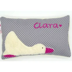 Mädchenkissen Jungenkissen Schmusekissen Kuschelkissen Ente Entchen mit gesticktem Namen