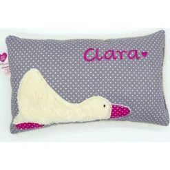 Mädchenkissen Jungenkissen Schmusekissen Kuschelkissen Ente Entchen mit gesticktem Namen