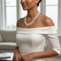 Mehrreihige Perlenkette aus Glaswachsperlen & transparenten Glasperlen – Zeitlose Eleganz