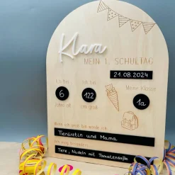 Meilensteintafel "Mein 1. Schultag", personalisiert, Fotoaccessoire, Einschulung/Schulanfang, Dekoration