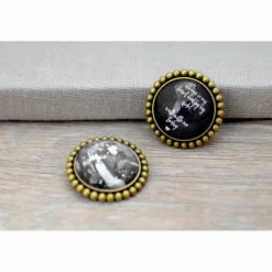 Memorial Vintage Brosche mit Wunschtext oder Foto – Persönliches Andenken für die Hochzeit