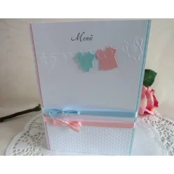 Menükarte zur Taufe für ein Zwillingspärchen