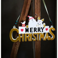 Merry Christmas Schild Unikat – Handgefertigt aus Keramik, 26,50 x 14 cm, bunt