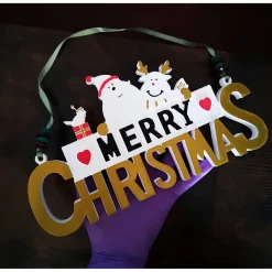 Merry Christmas Schild Unikat – Handgefertigt aus Keramik, 26,50 x 14 cm, bunt