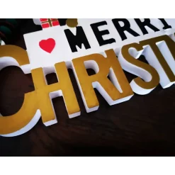 Merry Christmas Schild Unikat – Handgefertigt aus Keramik, 26,50 x 14 cm, bunt