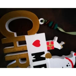 Merry Christmas Schild Unikat – Handgefertigt aus Keramik, 26,50 x 14 cm, bunt