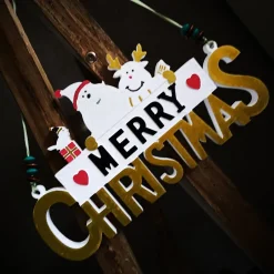 Merry Christmas Schild Unikat – Handgefertigt aus Keramik, 26,50 x 14 cm, bunt