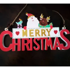 Merry Christmas Schild Unikat – Handgefertigt aus Keramik, 26,50 x 14 cm, bunt