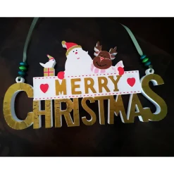 Merry Christmas Schild Unikat – Handgefertigt aus Keramik, 26,50 x 14 cm, bunt
