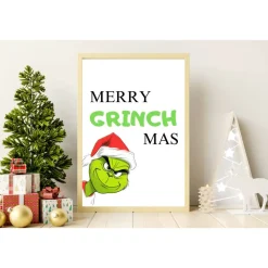 MERRY GRINCHMAS Poster Weihnachten Wandkunst Weihnachtsdeko Weihnachtsgeschenk Wanddeko Geschenkidee Weihnachtsmuffel