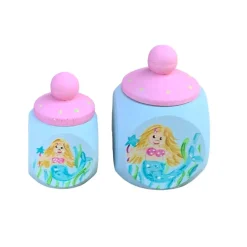 Milchzahndose und Lockendose im Set "Meerjungfrau   „mit Wunschnamen