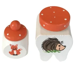 Milchzahndose und Lockendose im Set "Fuchs und Igel“ „mit Wunschnamen“