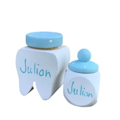 Milchzahndose und Lockendose im Set "Fuchs “ „mit Wunschnamen