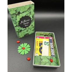 Millionär Starter Box Geldgeschenk – Originelle Geschenkidee mit Glücksklee & Losen
