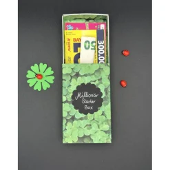 Millionär Starter Box Geldgeschenk – Originelle Geschenkidee mit Glücksklee & Losen