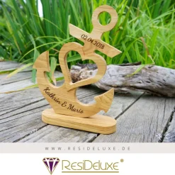 Minerva Anker Holz Personalisiert Gravur Geschenk Hochzeitstag Jahrestag Goldene Hochzeit Silberhochzeit Holzanker