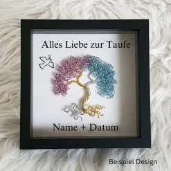 Mini Drahtbaum Geschenk zur Taufe / Taufbaum/ Personalisierter Bilderrahmen / Lebensbaum /Taufrahmen