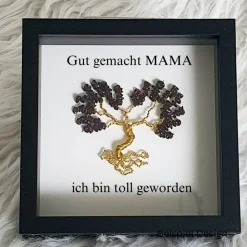 Mini Edelsteinbaum Geschenk/ Muttertag / Personalisierter Bilderrahmen / Lebensbaum /Geschenkidee Mama