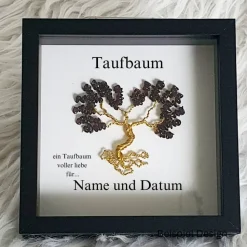 Mini Edelsteinbaum Geschenk zur Taufe / Taufbaum/ Personalisierter Bilderrahmen / Lebensbaum /Taufrahmen