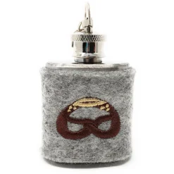 Mini Flachmann Edelstahl 30 ml + Hülle bestickt mit Brezel aus Wollfilz - Farbauswahl