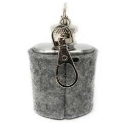 Mini Flachmann Edelstahl 30 ml + Hülle bestickt mit Hirsch aus Wollfilz - Farbauswahl