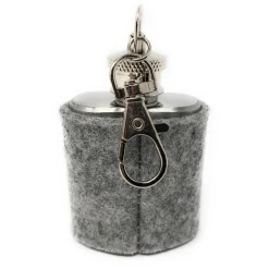 Mini Flachmann Edelstahl 30 ml + Hülle bestickt mit Steinbock aus Wollfilz - Farbauswahl