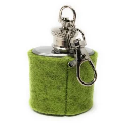 Mini Flachmann Edelstahl 30 ml + Hülle bestickt mit Edelweiß aus Wollfilz - Farbauswahl