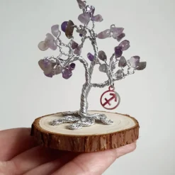 Mini Glücksbaum im Zeichen des Schützen - Kleiner Drahtbaum mit Edelsteinen Splittern - Sternzeichenbaum