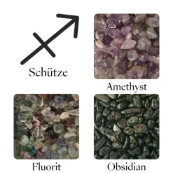 Mini Glücksbaum im Zeichen des Schützen - Kleiner Drahtbaum mit Edelsteinen Splittern - Sternzeichenbaum