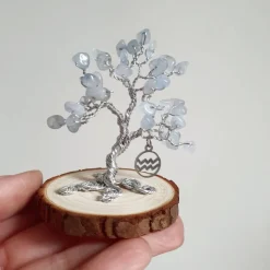 Mini Glücksbaum im Zeichen des Wassermannes - Kleiner Drahtbaum mit Edelsteinen Splittern - Sternzeichenbaum