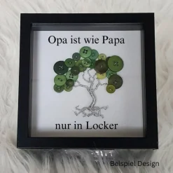 Mini Knopfbaum Geschenk / Opa ist wie Papa/ Personalisierter Bilderrahmen / Lebensbaum/ Geschenkidee Opa
