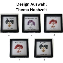 Mini Perlenbaum Geschenk – Personalisierter 3D Bilderrahmen als Lebensbaum zur Hochzeit